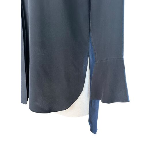 Vintage Chloe Silk Soft Black Bell Sleeve Oversized Tunic Button Down Blouse XS - Picture 8 of 13